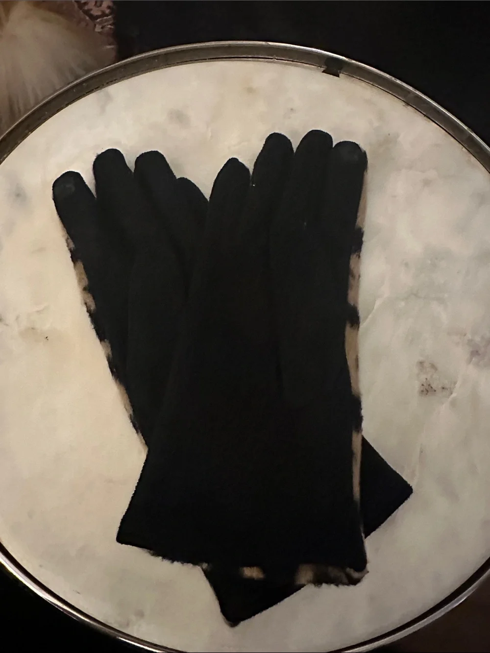 Nine West Black Faux Fur Gloves